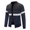 Color Blocked Cardigan Sweater Men's Plush Thickened Casual Knitting Coat