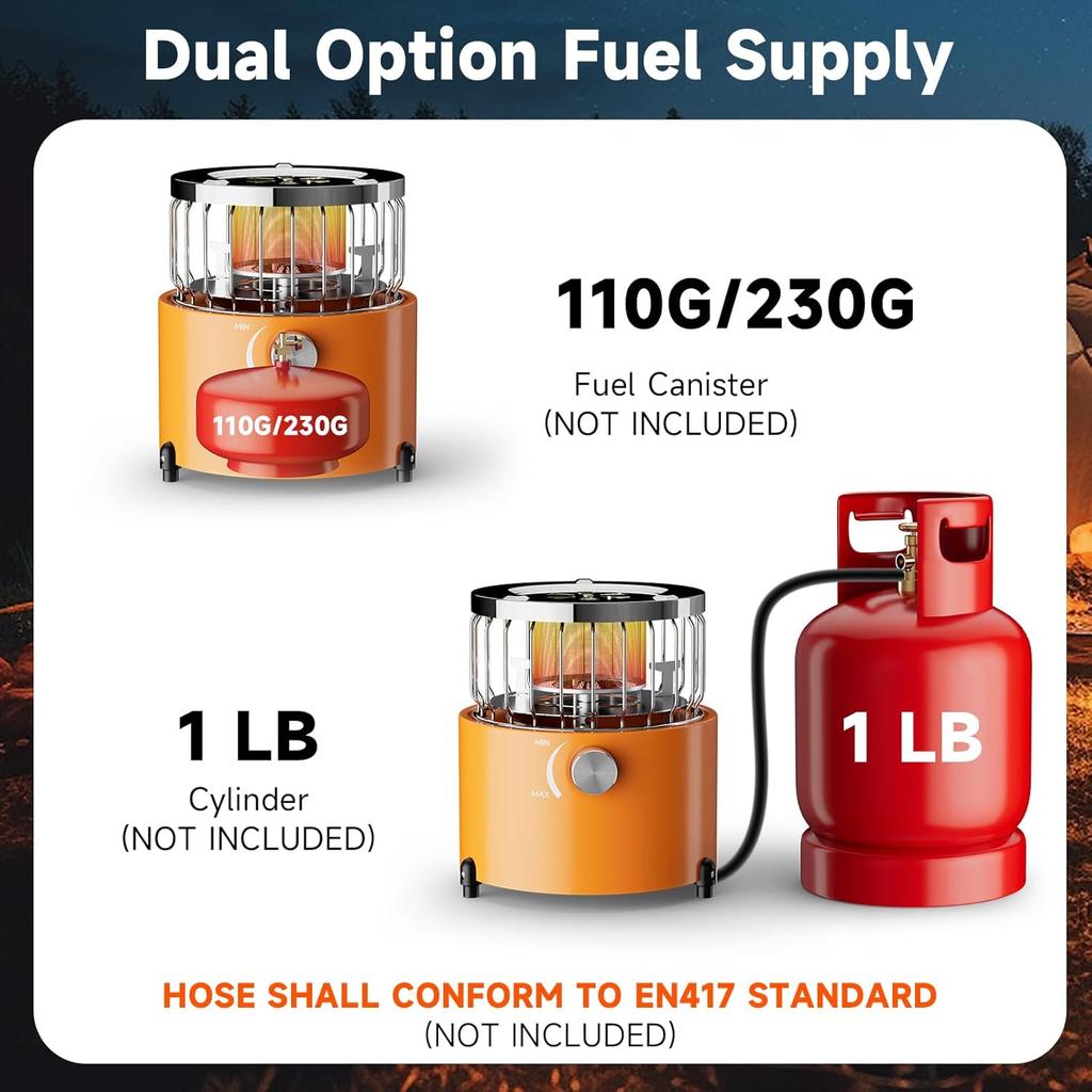 TLOG 2 in 1 Portable Propane Heater & Stove, 9000BTU Propane Heater with Handle, Adjsutable Vents and Flames, Portable for Outdoor,Camping, Ice