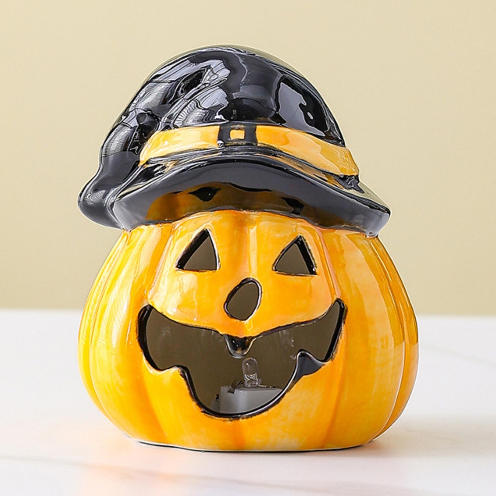 

Halloween Ceramic Pumpkin Led Night Light, Hollowed-out Luminous Atmosphere Decoration, Funny Ornaments, Event Props One Size