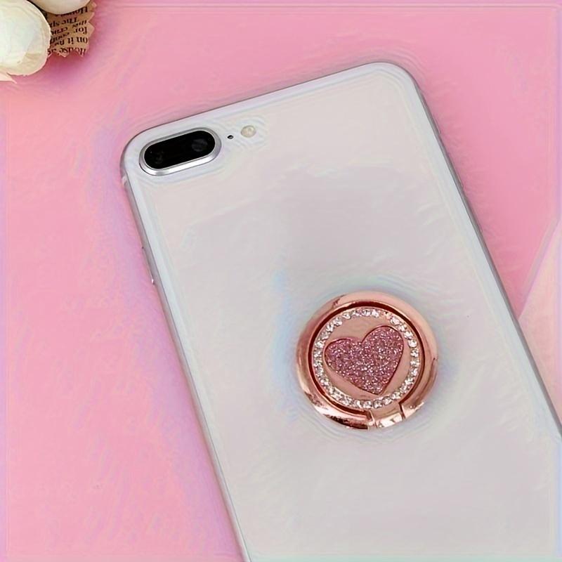 Circular Glittering Heart Metal Ring Buckle Phone Holder for Mobile Phone Car Magnetic Mount Smart Phone Accessories