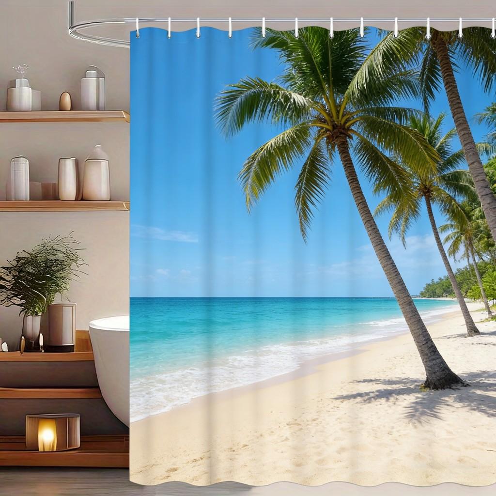 Lush Tropical Rainforest Stream with Giant Monstera Leaves Waterproof Shower Curtain for Bathroom Decor