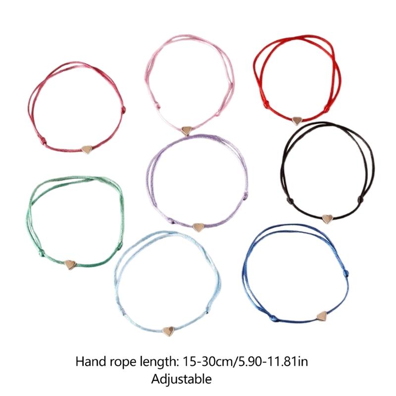 Set of 8 Delicate and Fashionable Heart Bracelets Delicate Heart Rope Stylish Hand Jewelry for Fashion Individuals