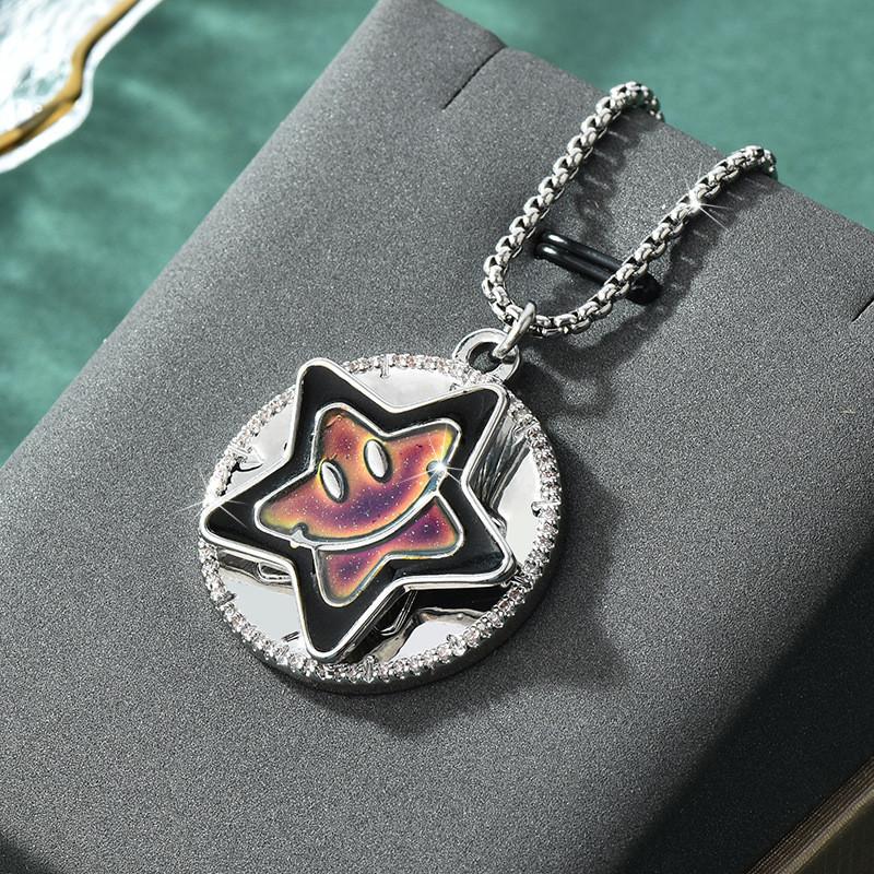 Stunning Geometric Lucky Star Spinner Pendant Necklace In Stylish Titanium Steel Design