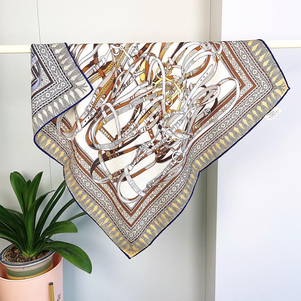 Orange Double-Sided Medium Square Scarf - European & American Style, 70cm Silk Wool Blend, Perfect for Outerwear & Live Stream Fashion.