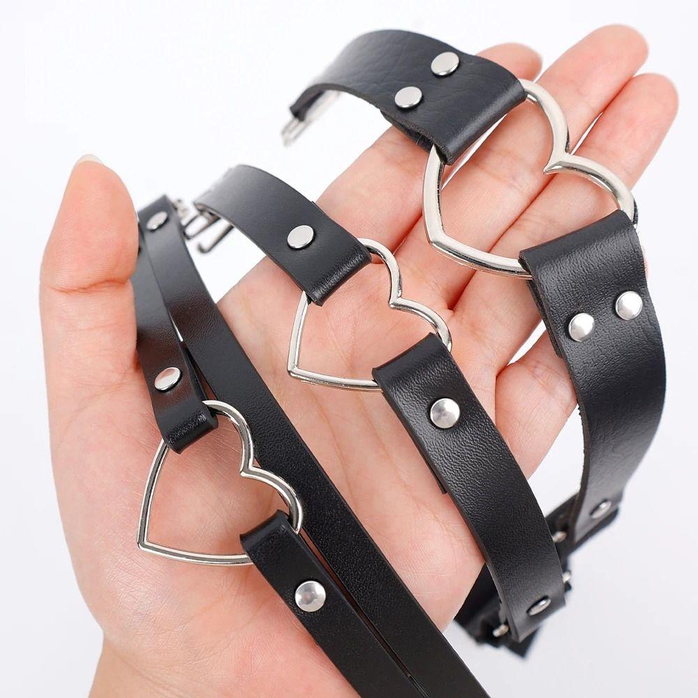 1Pcs Black Heart Leg Garter Belt Elastic Straps Thigh Harness Stockings Punk Gothic Accessories