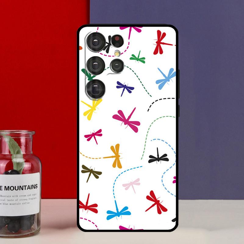 Floral Colorful Dragonfly Funda Case For Samsung Galaxy S25 Ultra S9 S10 S20 FE S21 S22 S23 Plus S24 Ultra Phone Cover