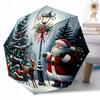 Stained Glass Reindeer Art Compact Travel Automatic Umbrella with 8-Rib Lightweight Travel Essential Fashion Lovers