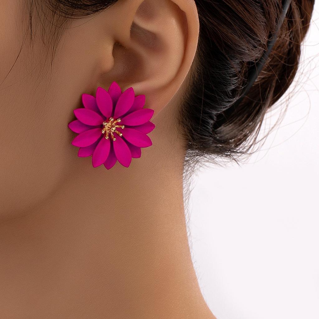 Pinkdudu Frosted Vintage Flower Stud Earrings Sweet Temperament Fashion Earrings Jewelry Accessories For Women PD1754