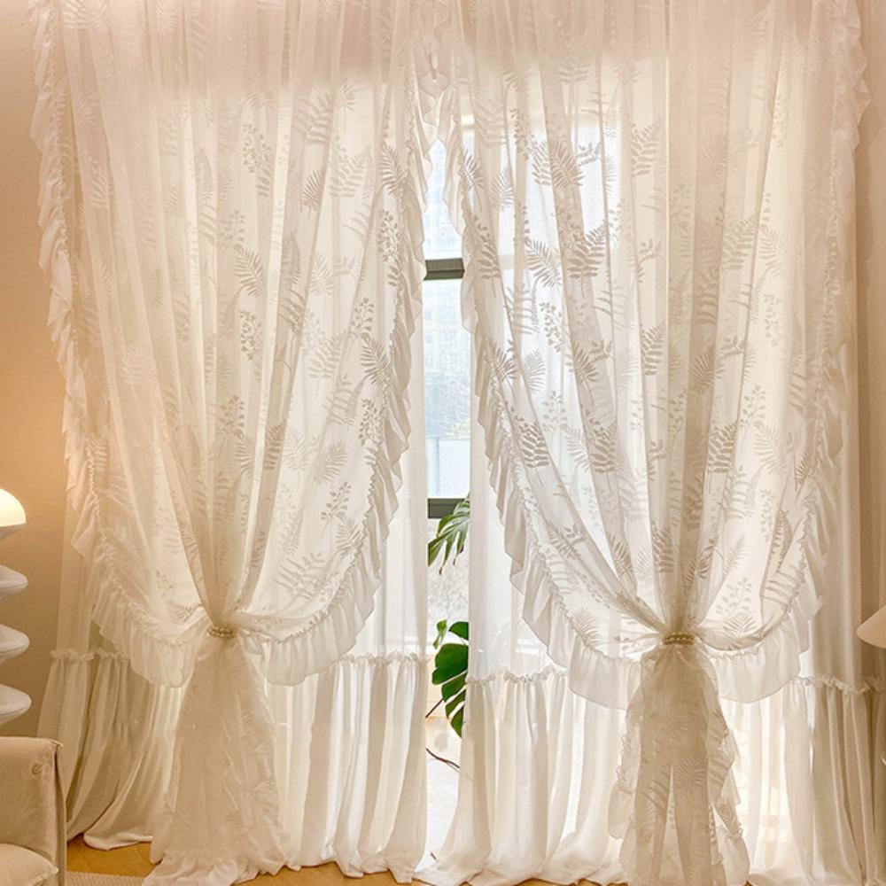 Franceză Retro Frunze Sufragerie Dormitor Fereastră Balcon Paravan Cortina Fereastră