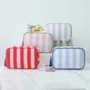 1PC Large Striped Portable Cosmetic Bag For Women Tassel Zipper Makeup Bag Large Capacity Storage Pouch Bags