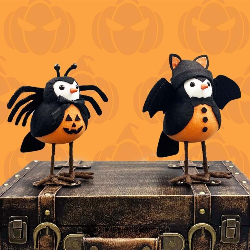 Halloween Animal Decoration Bat Bird  Outdoor Bird Figurines Animal Standing Bird Photography Props   Decoration