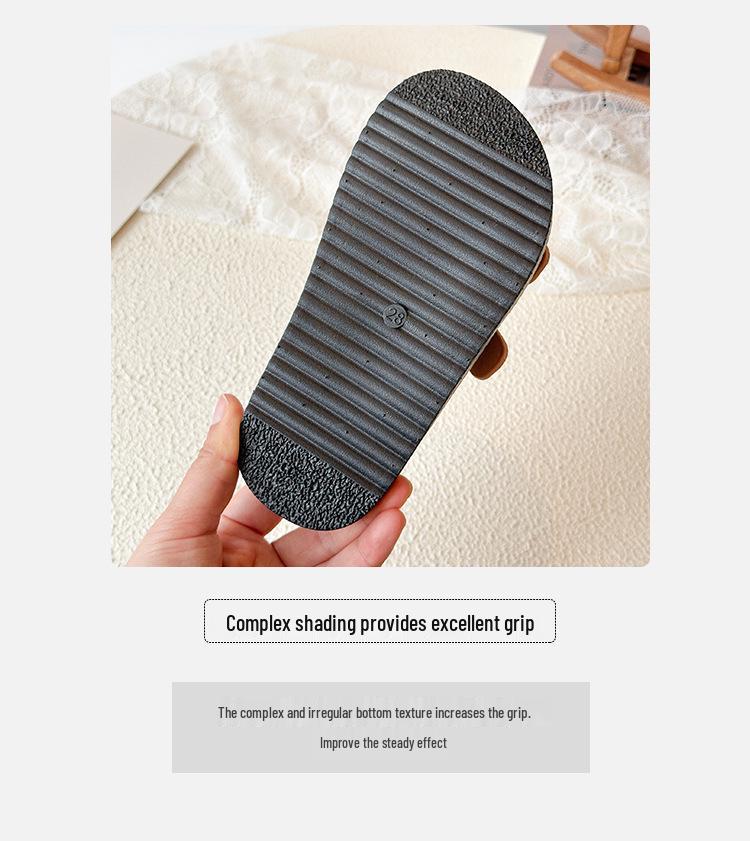 2026 Korean Style Leather Buckle Sandals for Girls - Casual Summer Outdoor Children's Birkenstock-Inspired Half-Closed Shoes