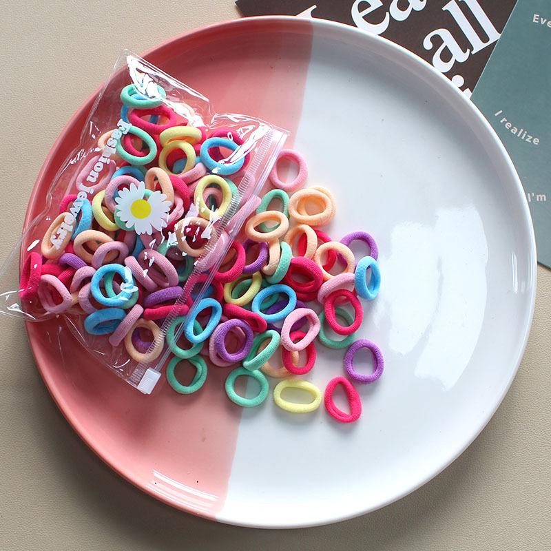 100 Stück/Lot Elastische Haargummis für Kind Mädchen Gummiband Weiß Schwarz Bunt Kleine Haargummis Stirnband Baby Accessoires