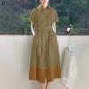 Abito camicia casual a maniche corte con colletto rovesciato da donna