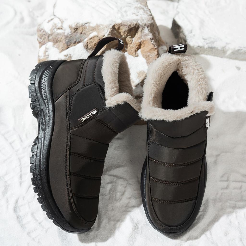 Women's Waterproof Large Size Winter Warm Snow Boots Padded Lining Ankle Boots Leather Fur One Anti-slip Hiking Sports Boots