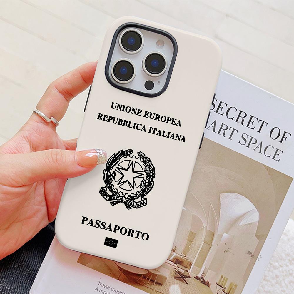 

Italy Passport Phone Case for iPhone 17 16 15 14 13 12 11 X XS XR XSMAX 7 8 Air Pro Max Plus Luxury Double-layer Back Cover iPhone 15 Plus