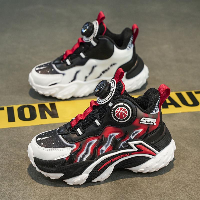 High-Top Basketballschuhe für Kinder - Herbst/Winter 2025 Leder, Drehverschluss, Abriebfeste Laufschuhe