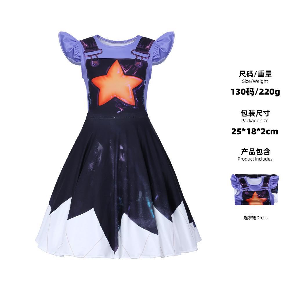 Poppy's Playtime Lily Flying Sleeves Cos Skirt Girls Party Dress Performance Dress
