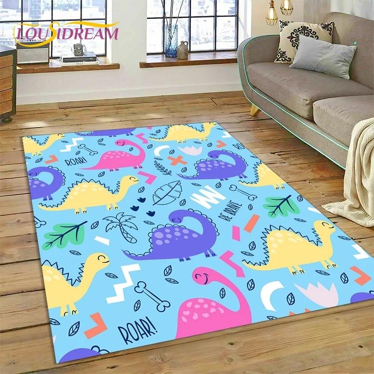 3D Cute Dino Cartoon Dinosaur Space Carpet Rug for Bedroom Living Room Home Sofa Decoration,Children Game Large Decor Floor Mat