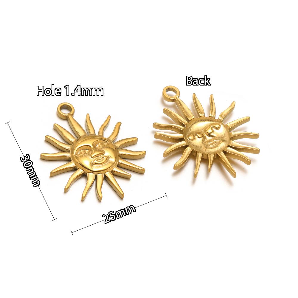 5Pcs Stainles Steel Face Sun Flower Gold Charms for DIY Hiphop Necklace Pendants Supplies Jewelry Findings Women Earrings Making