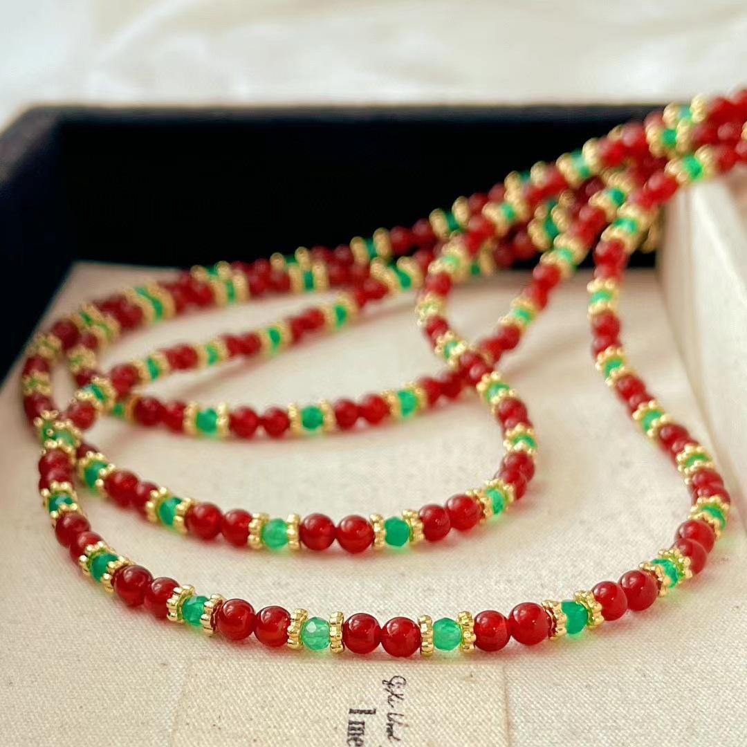 

Retro Natural Chalcedony Beaded Collarbone Chain Neck Chain Atmosphere Necklace