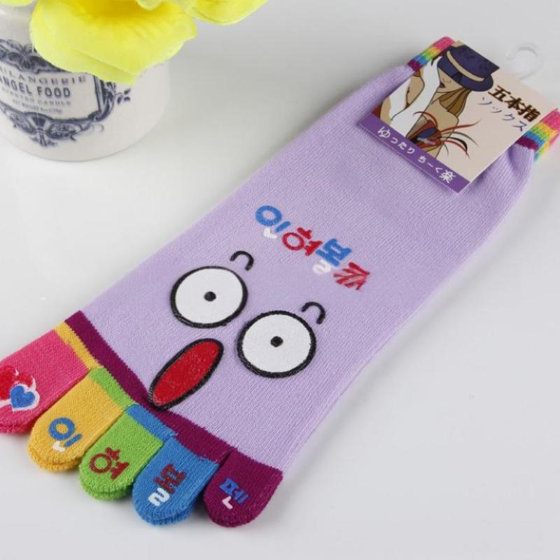 Cute Casual Five-Toed Crew Finger Show Funny Short Cartoon Cotton Socks Breathable Sweat Novelty Toe Socks High Quality