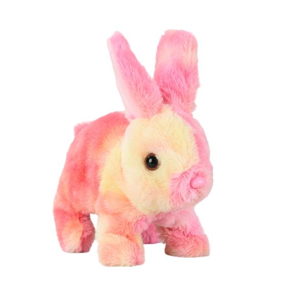 Electric Jumping Plush Rabbit Toy Hopping Ears Nose Moving Bunny Plushie Toddlers Boys Girls Interactive Simulation Stuffed Animal Toy with Sound