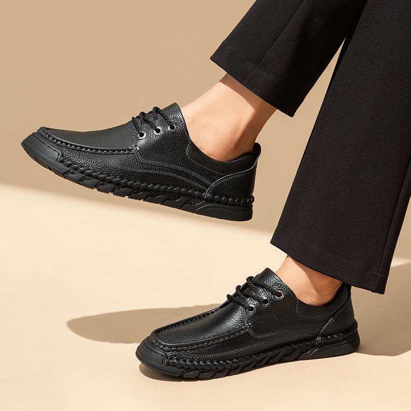 Fashion Lace-Up Male Dress Shoes All-match Men's Office Footwear Classic New Men Shoes for Wedding Genuine Leather Men Walking Shoes