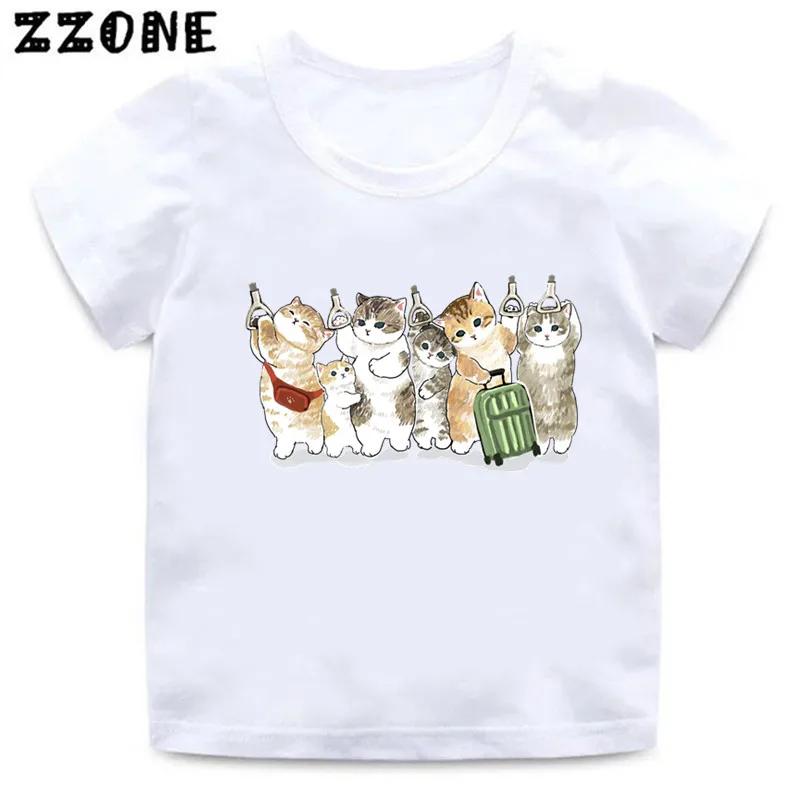 Cute Cat Drawing Print Kids Cartoon Funny TShirts Harajuku Casual Kawaii Baby Boys Summer T Shirt Children Tops Girls Clothes