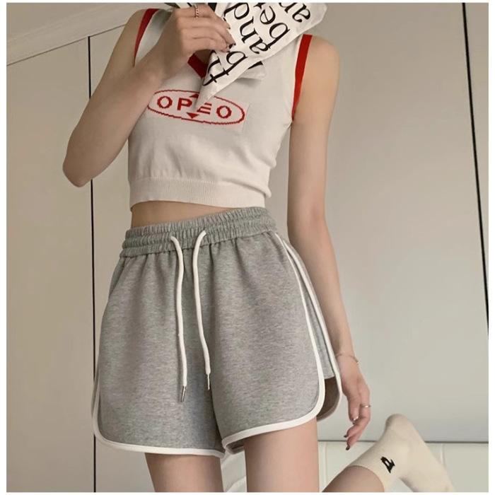 

Повседневные шорты для женщин, летние хлопковые домашние брюки с высокой талией, свободная одежда в стиле ретро, утягивающие спортивные брюки с широкими штанинами 2XL