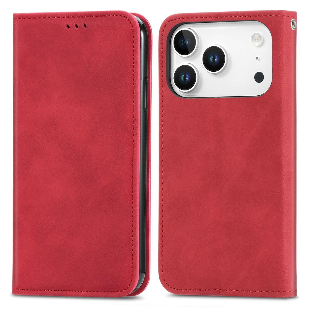 For iPhone 17 Pro Leather Case with Card Holder Magnetic Absorption Phone Cover