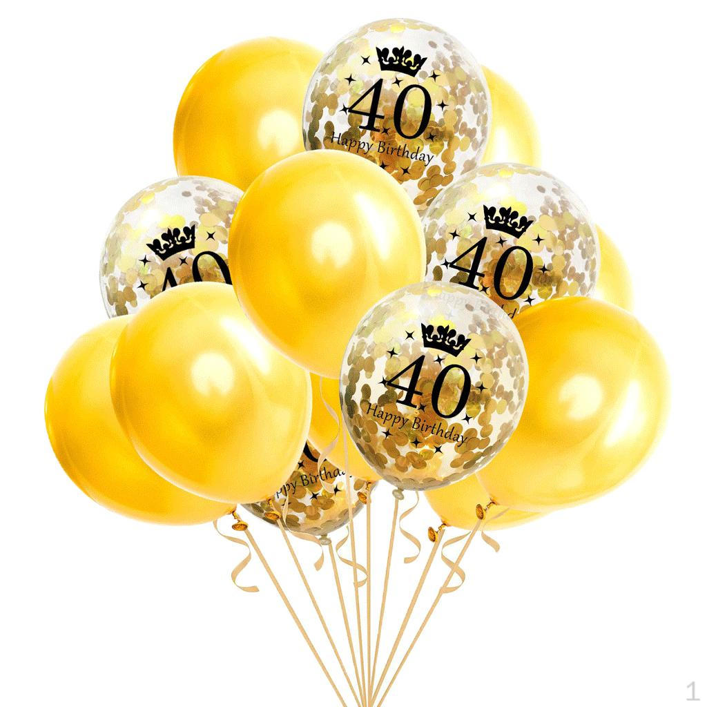 15pcs Set Happy Birthday Latex Balloon Decor 40th