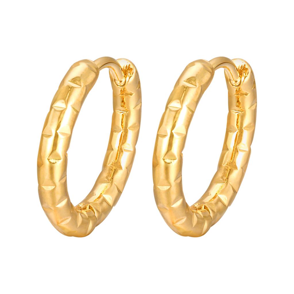 2.6MM Vintage Metal Pattern Hoop Earrings for Woman Girl,Stainless Steel Texture Earring Loop,Korean Temperament Jewelry