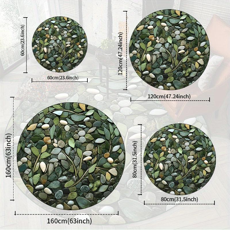Luxurious Cobblestone Pattern Round Shape Floor Mats Kitchen Hallway Runner Rug Bedroom Living Room Soft Carpet Non-slip Area Rug
