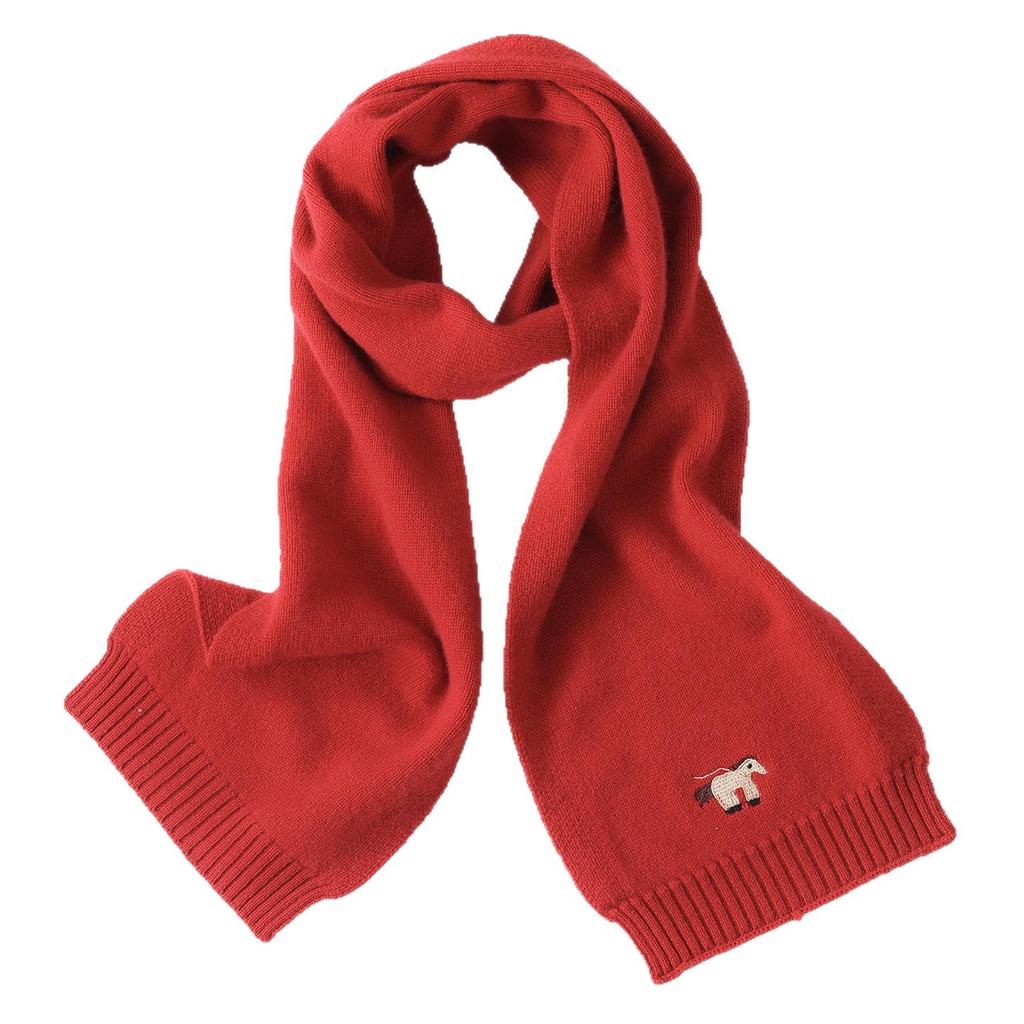 Versatile High-End Knit Scarf with Cute Puppy Embroidery for All Ages – Warm and Stylish Neck Gaiter for Autumn and Winter