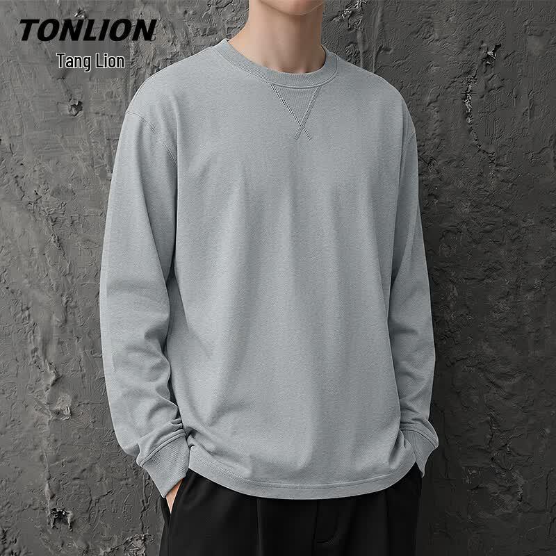 TonLion Men s Pure Cotton Long Sleeve T-Shirt 3XL