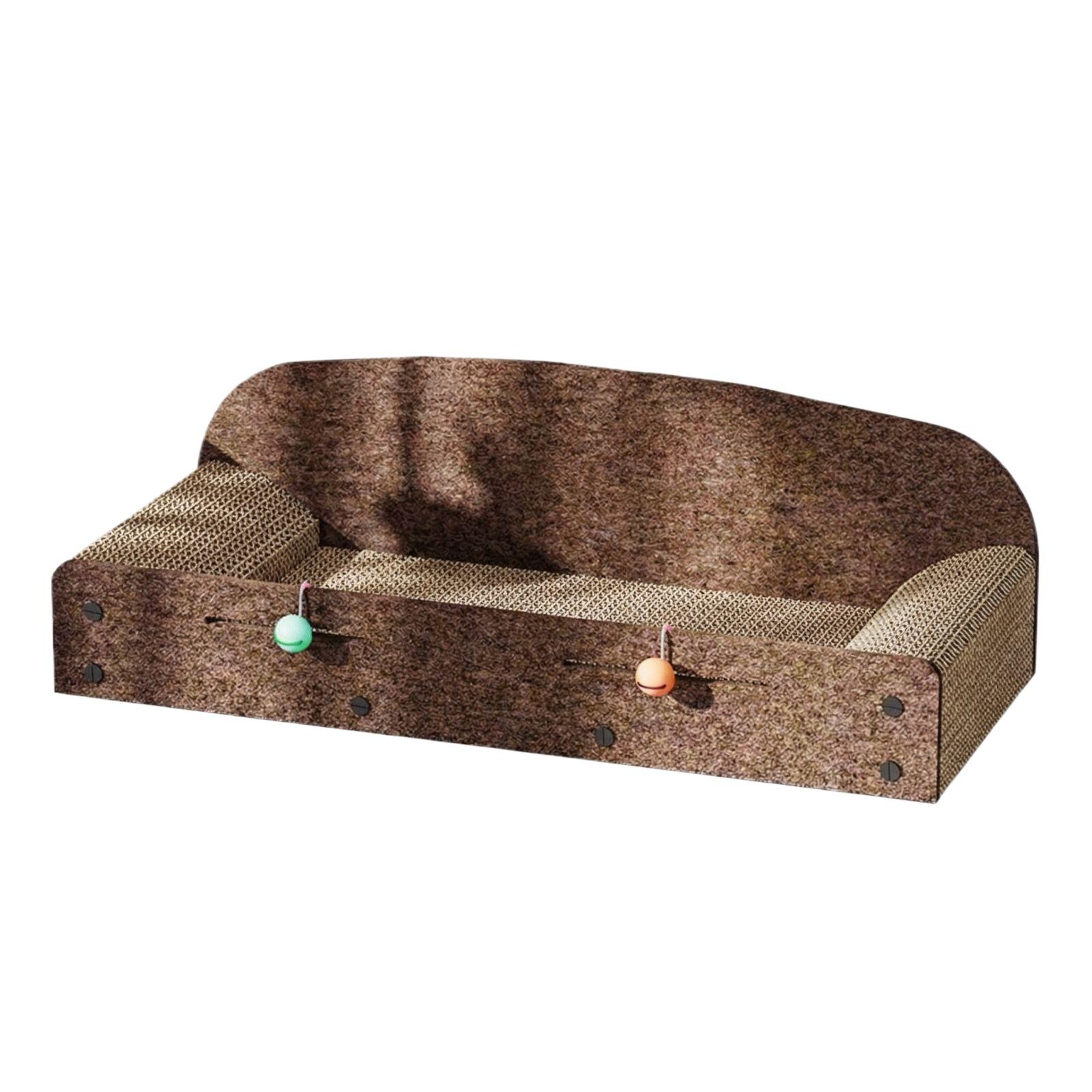 

Multifunctional Cats Scratcher Sofa Bed, 2-in-1 Corrugated Cardboard Cats With Built-in Scratching Surfaces & Hanging Bell Toys, Cats Couch One Size