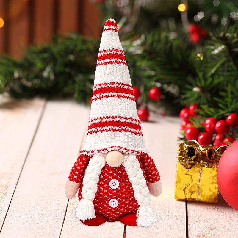 High-end Knitted Christmas Gnome Plush Ornament with Pointed Hat