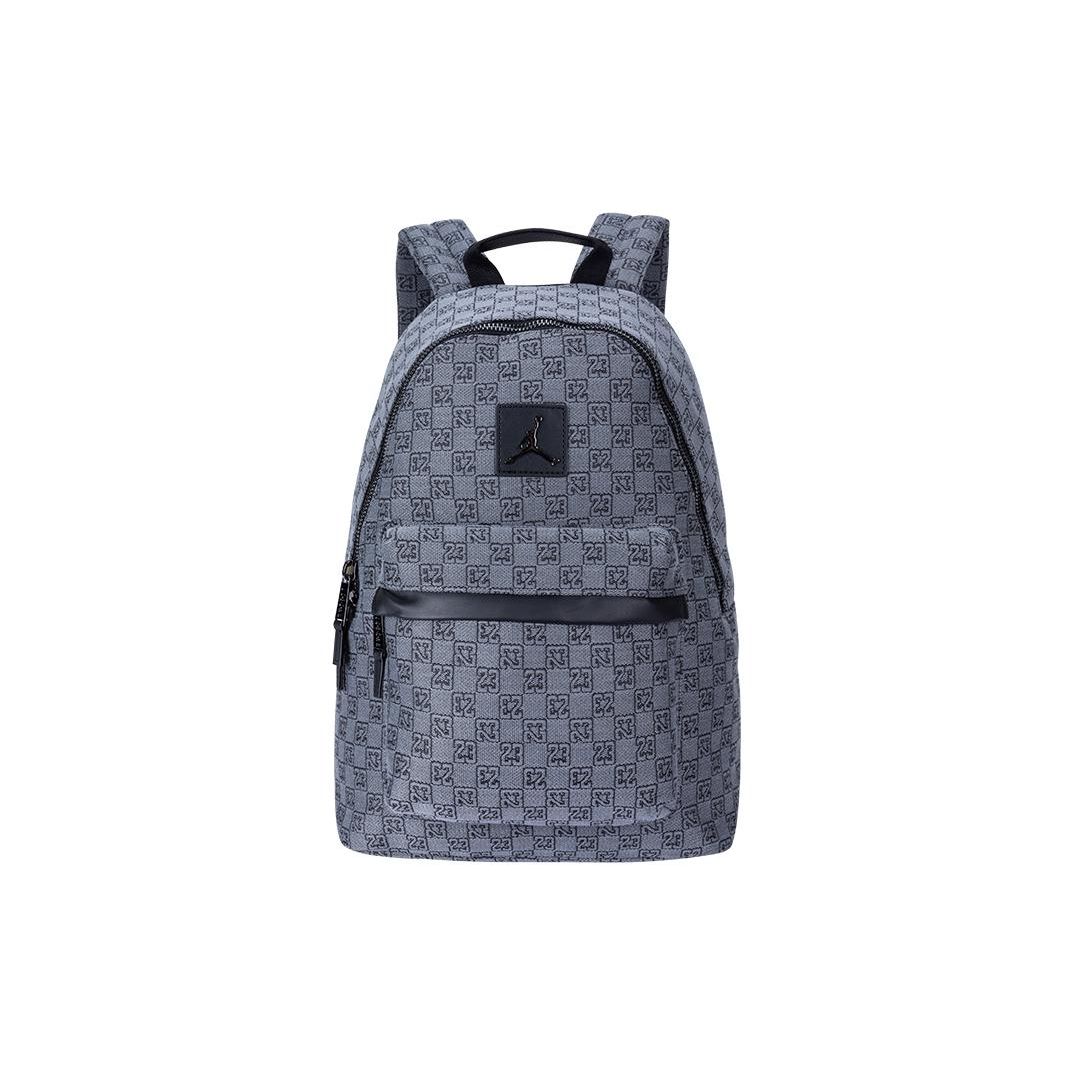 Jordan 2023 Winter Collection Brand Logo Zipper Checkered Print Backpack Unisex Backpack Gray Smoke-Gray FJ6784-070 Gray,Medium