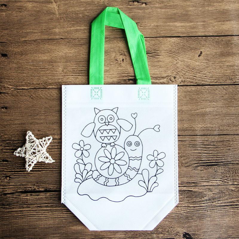 Non-Woven Graffiti Bag Diy Garbage Sorting Bag Children'S Hand-Painted Production Coloring Painting Handbag Material