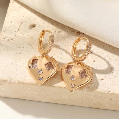 Fashion Heart Shape Dangle Earrings for Women Zirconia Earring Jewelry Party Accessories