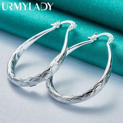 URMYLADY 925 Sterling Zilver Ovale Golf Oorbellen Voor Vrouwen Mode Bruiloft Verloving Bedel Sieraden