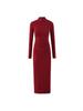 Elegant Women's High-Neck Pleated Long-Sleeve Dress: Autumn/Winter Inner Layer, Retro Yujie Style, Waist-Cinched, Hip-Hugging Long Skirt.
