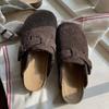 Baotou half slippers women wear popular Internet celebrity woolen flat cork Birkenstocks