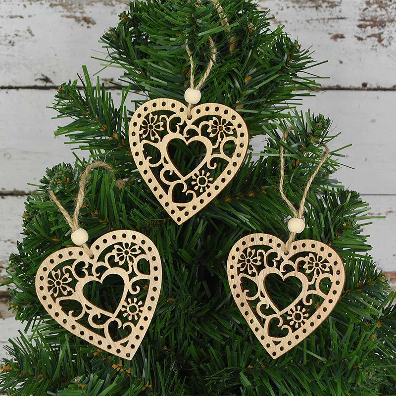 3 Stück Vintage Weihnachten Holzanhänger Ornamente DIY Holzhandwerk Weihnachtsdekorationen Weihnachtsbaum Hängeornamente Geschenke