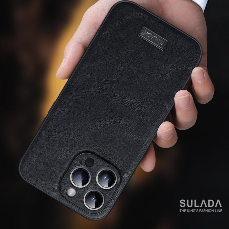 SULADA For iPhone 15 Pro Max PU Leather+TPU+PC Phone Case Shockproof Back Cover