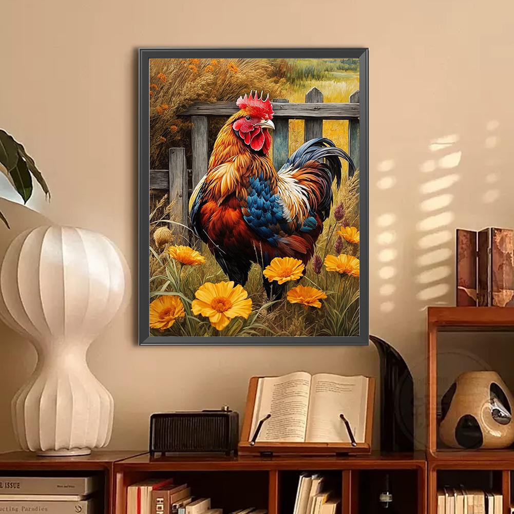 5D DIY Full Round Drill Diamond Painting Rooster Kit Home Decor Art Craft30x40cm