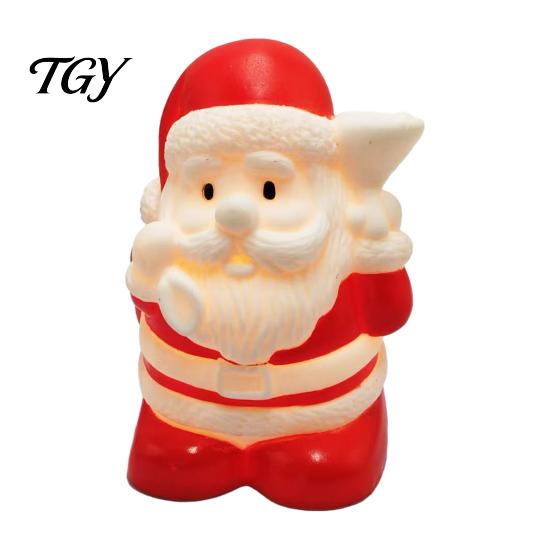 Vinyl Desktop Nightlight Christmas Night Light, Santa Snowman Elk Bell Figurine Lamp, Glowing Holiday Home Decor Gifts LED Tabletop Decor, Festive