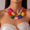 Irregular Acrylic Beaded Double-layer Necklace for Women Exaggerated Clavicle Chain Holiday Accessories