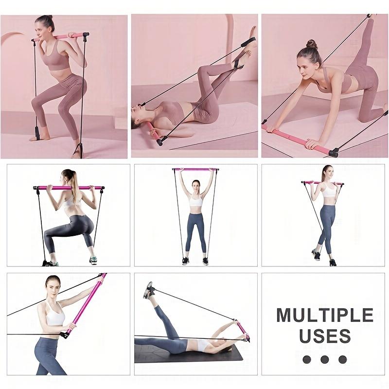 Portable Pilates Bar Kit with Adjustable Resistance Bands for Home Gym Workouts
